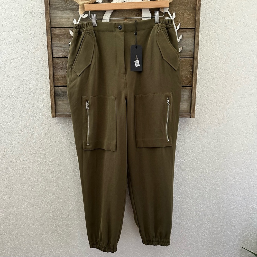 Rag & Bone Noa crepe‎ pant joggers dark Olive green size XL NWT